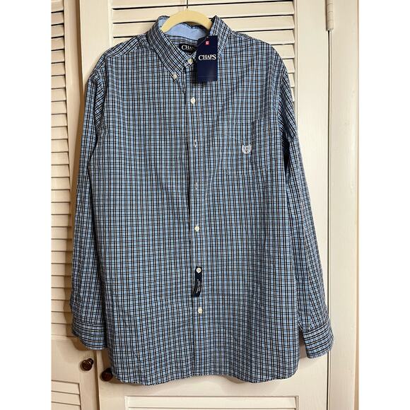 Chaps Ralph‎ Lauren classic blue plaid button up shirt XL NWT $55 Fall ready - Picture 1 of 5